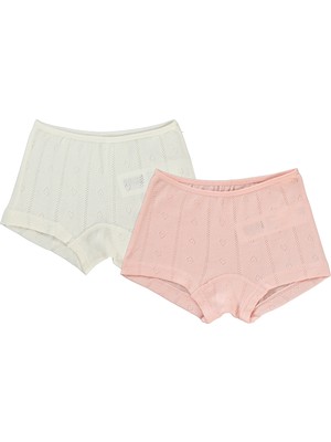 Civil Girls Kız Çocuk  2'li Boxer Set  2-10 Yaş  Ekru-Somon