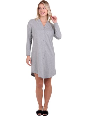 U&me V Yaka Gömlek Elbise Antrasit