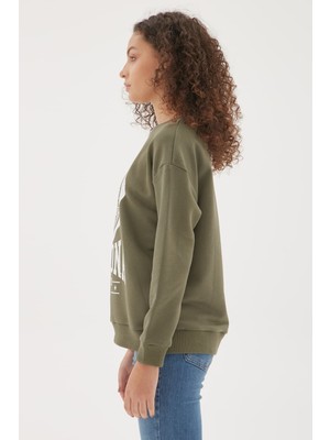 Fashion Friends Baskılı Sweatshirt Haki / Khaki