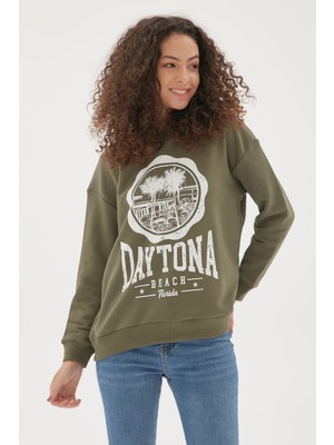 Fashion Friends Baskılı Sweatshirt Haki / Khaki