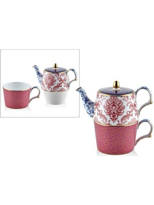 Lamedore Lamedore Tea Delight Tek Kişilik Demlikli Fincan Seti Blooming Baroque