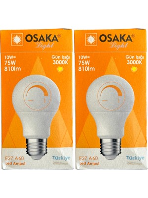 Osaka 10W (75W) 3000K (Günışığı) E27 Duylu Dim Edilebilir LED Ampul (2 Adet)