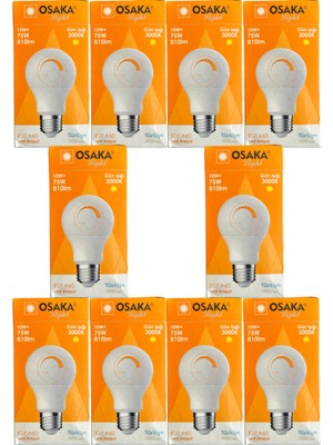 Osaka 10W (75W) 3000K (Günışığı) E27 Duylu Dim Edilebilir LED Ampul (10 Adet)