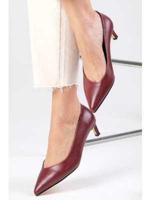 Mio Gusto Livia Bordo Renk Sivri Burunlu Kadın Topuklu Ayakkabı