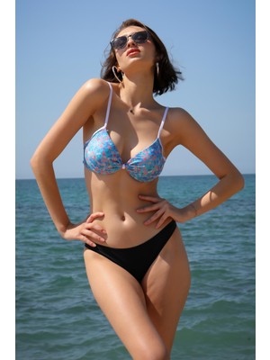 Akbeniz Kadın Yarım Destekli Alt Üst Bikini Takım Mavi 35012