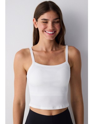 Beyaz Cupsecret Kendinden Pedli Crop Cup Top