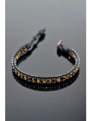 Mediterian Doğal Taş Bileklik, Kaplangözü, Erkek ve Kadın, Kahverengi, Şık ve Zarif Tasarım