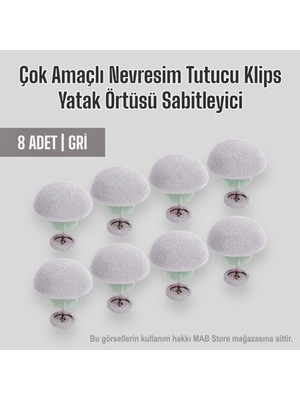 Mab 8 Adet Çok Amaçlı Yorgan Klipsi - Nevresim Tutucu Yatak Örtüsü Sabitleyici - Çok Amaçlı Mantar Klips