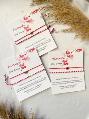 Mediterian 3'lü Kırmızı Marteniçka Dilek Bileklik Seti, Altın Kaplama Boncuklu El Sanatı