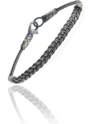 Mediterian 925 ayar gümüş örgülü bileklik, doğal taş, şık ve zarif tasarım