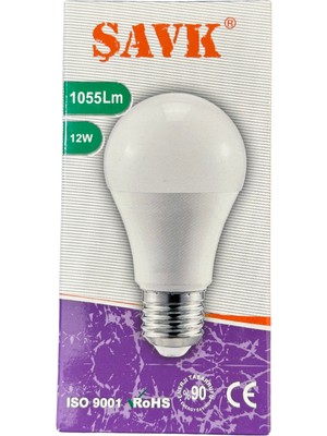 Şavk 12W 4000K (Günışığı) E27 Duylu LED Ampul (8 Adet)