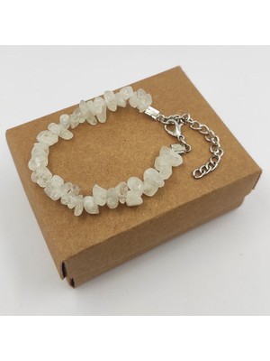 Mediterian Beyaz Kristal Kuvars Taşı Kırık Doğal Taş Bileklik