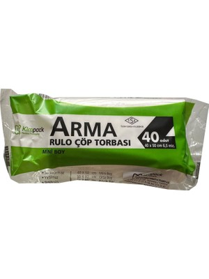 Arma Kimpack Beyaz Mini Boy 40 x 50 cm. - 20 Litre Çöp Torbası Poşeti - 40 Adetlik 10 Rulo