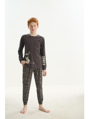 Erkek Çocuk Garson Uzun Kol Antrasit Pijama Takım C6T1N7O8