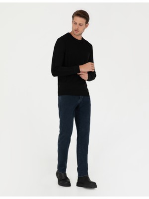 Pierre Cardin Erkek Siyah Slim Fit Bisiklet Yaka Triko Kazak 50296455-VR046