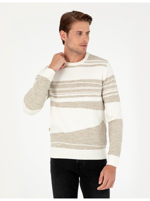 Pierre Cardin Erkek Kum Melanj Slim Fit Bisiklet Yaka Yün Karışımlı Triko Kazak 50296418-VR123