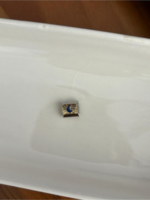 Mediterian İtalyan Charm Bileklik Süsü, Çelik, Sarı-Lacivert Renk, Şık ve Dayanıklı Tasarım