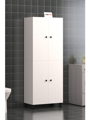 Yeni Vitrin %100 Mdf 8 Raflı 4 Kapaklı Çok Amaçlı Mutfak/banyo Dolabı