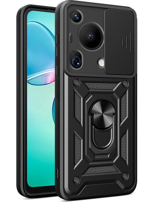 Gpack Huawei Pura 70 Ultra Kılıf Pars Sürgülü Vega Yüzüklü Sert Silikon Siyah