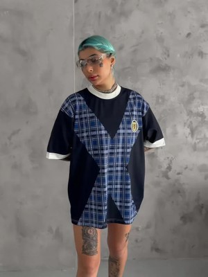 Drgy Unisex Bisiklet Yaka Baskılı Oversize T-Shirt - Siyah