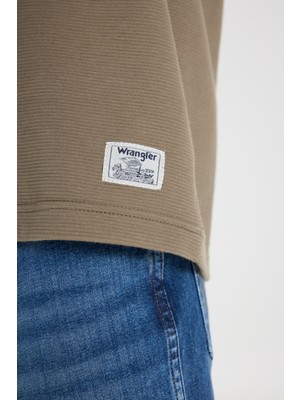 Wrangler Regular Fit Normal Kesim Bisiklet Yaka %100 Pamuk Haki Sweatshirt