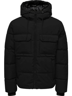 Only & Sons Erkek Mont Siyah 22029661 Onselıjah Pckt. Hood Jacket Otw Noos