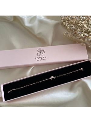 Mediterian 925 Ayar Gümüş Pembe Rose Hilal Bileklik, Zarif ve Şık Tasarım