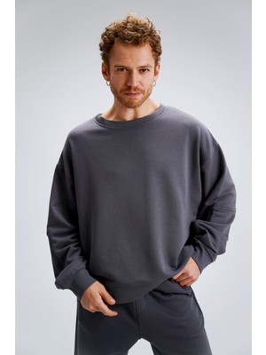 Erkek Timeless Oversize Antrasit Sweatshirt