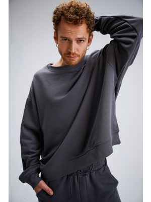 Erkek Timeless Oversize Antrasit Sweatshirt