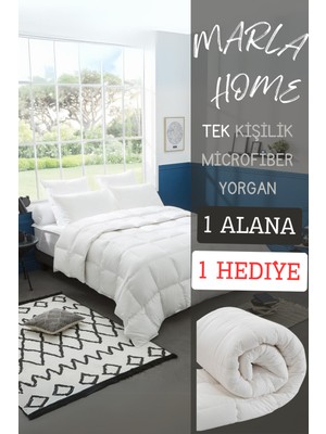 Marla Home 2'li Baklava Desen Microfiber Beyaz Desensiz  Yorgan Tek Kişilik