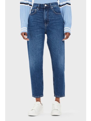 Tommy Jeans Pamuklu Mom Fit Yüksek Bel Jeans Bayan Kot Pantolon DW0DW19244 1bk