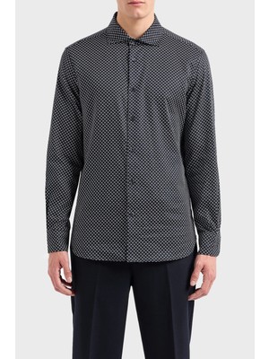 Emporio Armani Logolu Pamuklu Slim Fit Gömlek Erkek Gömlek 6D1C86 1npbz F928