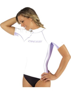 Cressi Lady Kısa Kollu Beyaz-Lila Yetişkin Rash Guard Xlarge