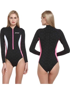 Cressi Termico Lady 2 mm Pembe-Beyaz Shorty Uzun Kol Yüzücü Elbisesi 2xlarge