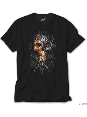 Crows Gate Skull Robotic Siyah Tişört