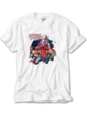 Crows Gate Cannibal Corpse Skull Beyaz T-Shirt