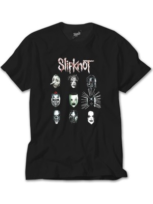 Crows Gate Slipknot Group Face Siyah Tişört