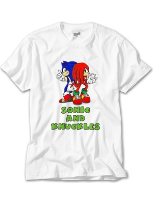 Crows Gate Sonic And Knuckles Beyaz Tişört