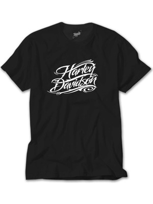 Crows Gate Harley Davidson Typography Siyah Tişört