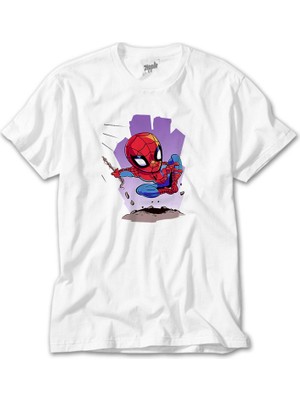 Crows Gate Spiderman Cartoon Beyaz Tişört