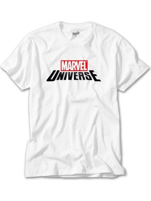 Crows Gate Marvel Universe Logo Beyaz Tişört