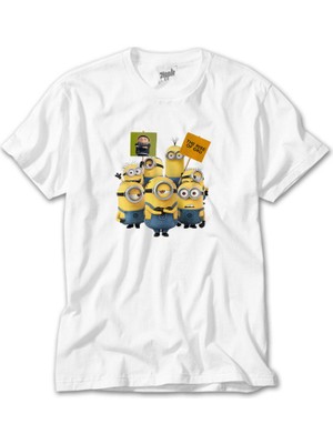 Crows Gate Minions The Rise Of Gru Banner Beyaz T-Shirt