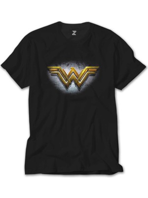 Crows Gate Wonder Woman Gold Logo Siyah Tişört