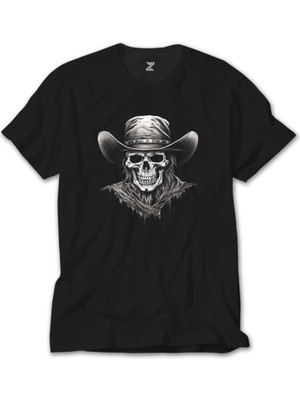Crows Gate Kovboy Skull Siyah Tişört