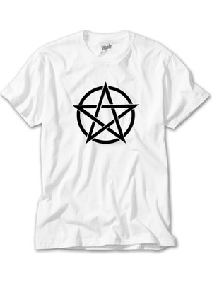 Crows Gate Pentagram Black Star Beyaz Tişört