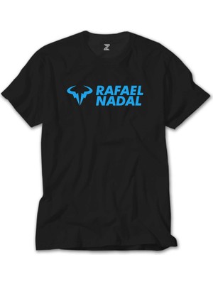 Crows Gate Rafael Nadal Blue Logo Text Siyah T-Shirt