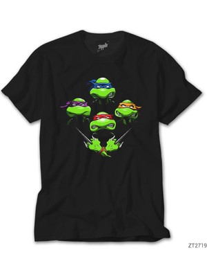Crows Gate Ninja Turtles Face Siyah Tişört