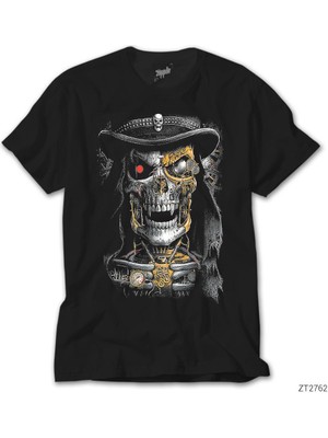 Crows Gate Terminator Skull Siyah T-Shirt