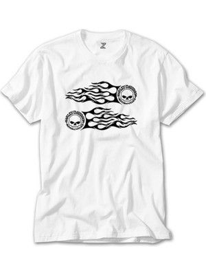 Crows Gate Harley Davidson Fire Beyaz Tişört