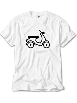 Crows Gate Vespa Scotter Siluet Beyaz Tişört